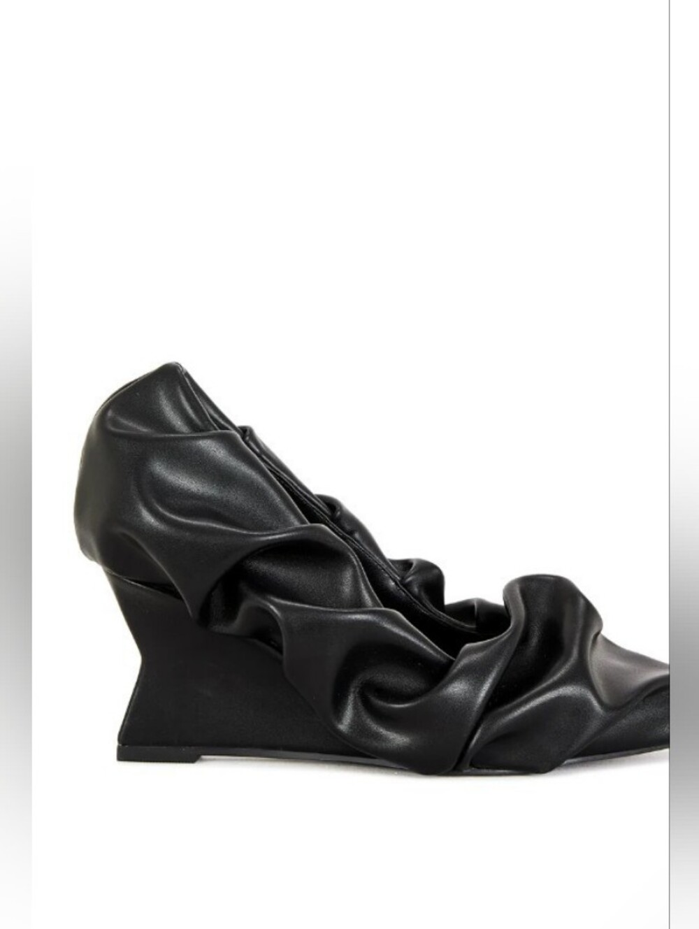 AZALEA WANG -Black Ruched Wedge Heel Pointed Toe Pump - Picture 3 of 9
